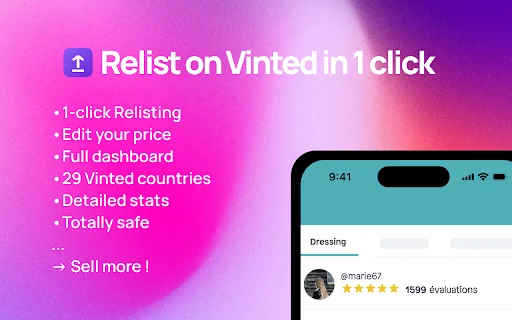 Relisted – Vinted पर बिक्री बढ़ाएं और अपने आइटम को टॉप पर लाएं - Screenshot 1