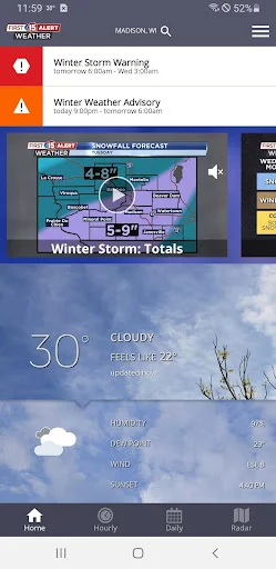 WMTV15 First Alert Weather डाउनलोड करें – सटीक लाइव मौसम अपडेट - Screenshot 1