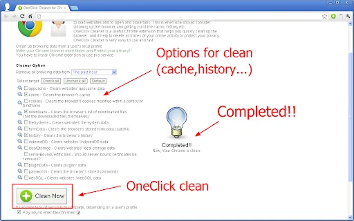 OneClick Cleaner डाउनलोड करें – Chrome को तेज़ और सुरक्षित बनाएं - Screenshot 2