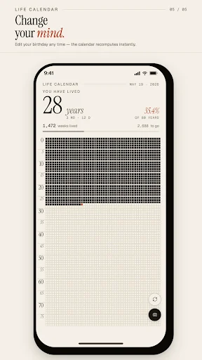 Life Calendar डाउनलोड करें – अपने जीवन के हर सप्ताह को ट्रैक करें - Screenshot 5