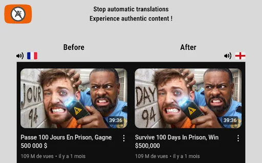 YouTube No Translation डाउनलोड करें – ओरिजिनल कंटेंट और टाइटल पाएं - Screenshot 1