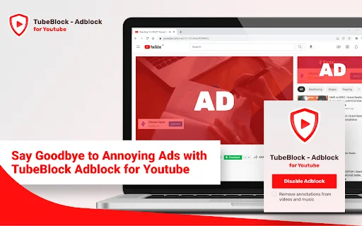 TubeBlock: YouTube के लिए सर्वश्रेष्ठ Adblockर – अभी मुफ्त डाउनलोड करें - Screenshot 1