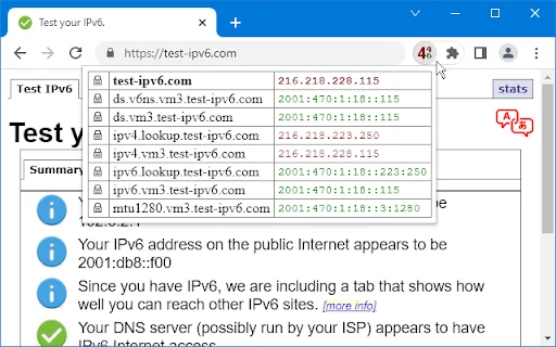 IPvFoo डाउनलोड करें – IPv4 और IPv6 कनेक्शन की जाँच करें - Screenshot 1