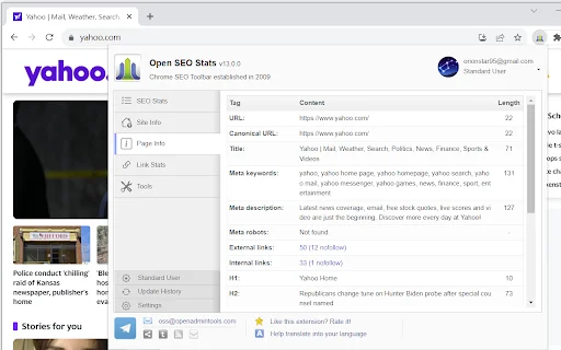 Open SEO Stats डाउनलोड करें – वेब रैंक और SEO विश्लेषण टूल - Screenshot 3