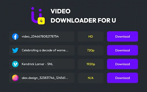 Video Downloader for U डाउनलोड करें – ऑनलाइन वीडियो सेव करें - Screenshot 1