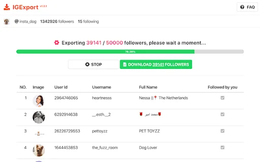 Followers Exporter डाउनलोड करें – Instagram डेटा CSV में एक्सपोर्ट करें - Screenshot 1