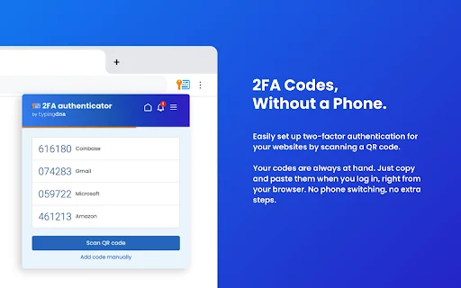 2FA Authenticator डाउनलोड करें – ब्राउज़र के लिए सुरक्षित 2-स्टेप वेरिफिकेशन - Screenshot 1