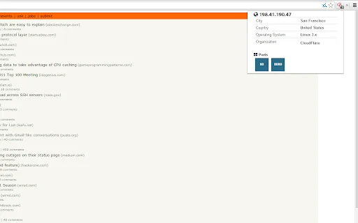 Shodan Chrome Extension डाउनलोड करें – वेबसाइट सुरक्षा और IP डेटा - Screenshot 1