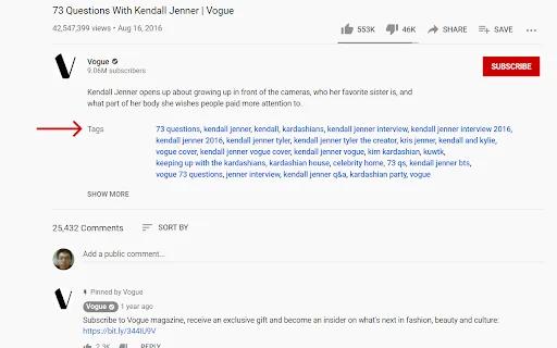 YouTube Tags डाउनलोड करें – वीडियो के टैग्स देखें और SEO सुधारें - Screenshot 1
