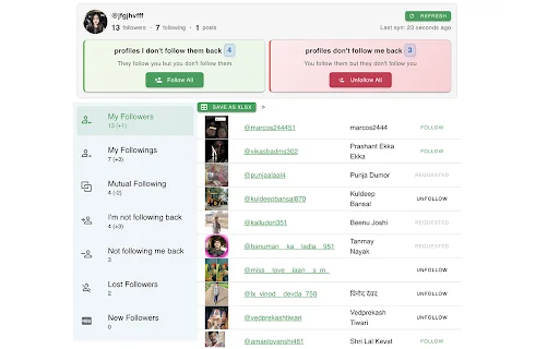 Unfollower Tracker for IG डाउनलोड करें – अनफॉलोअर्स ट्रैक करें - Screenshot 1