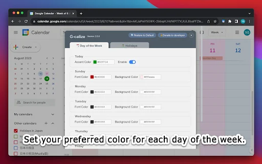 G-calize डाउनलोड करें – Google Calendar को रंगीन बनाएं - Screenshot 4