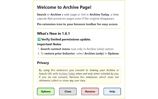 Archive Page डाउनलोड करें – Chrome के लिए वेब पेज सेव करें - Screenshot 1