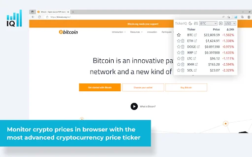 TickerIQ Crypto Price Ticker डाउनलोड करें – रीयल-टाइम क्रिप्टो ट्रैकर - Screenshot 1