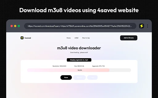 4saved Video Downloader – Chrome के लिए सर्वश्रेष्ठ M3U8 वीडियो डाउनलोडर - Screenshot 4