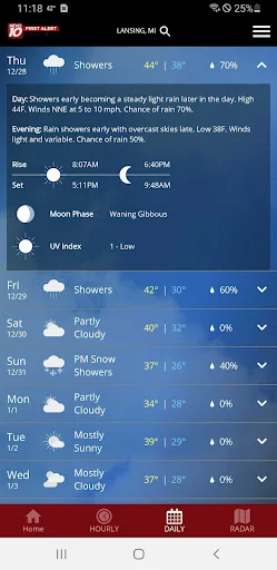 WILX First Alert Weather ऐप डाउनलोड करें – सटीक स्थानीय मौसम अपडेट - Screenshot 3
