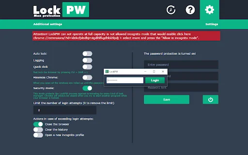 LockPW डाउनलोड करें: Chrome के लिए सर्वश्रेष्ठ पासवर्ड सुरक्षा टूल - Screenshot 1