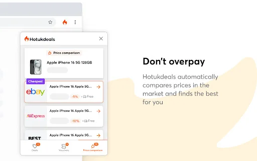hotukdeals एक्सटेंशन डाउनलोड करें – सर्वोत्तम शॉपिंग डिस्काउंट और कूपन - Screenshot 3