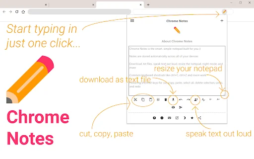 Chrome Notes डाउनलोड करें – ब्राउज़र के लिए सबसे सरल नोटपैड - Screenshot 1