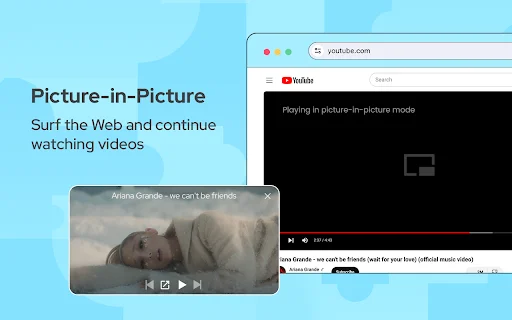 Picture in Picture – फ्लोटिंग वीडियो प्लेयर डाउनलोड करें – Chrome एक्सटेंशन - Screenshot 1