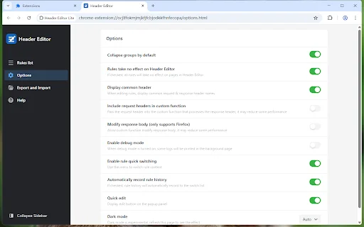 Header Editor Lite डाउनलोड करें – ब्राउज़र रिक्वेस्ट को आसानी से मैनेज करें - Screenshot 3
