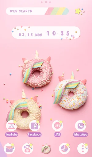 Unicorn Donuts Theme डाउनलोड करें – प्यारा यूनिकॉर्न स्टाइल फ्री थीम - Screenshot 5
