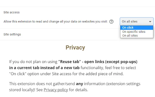 Open Link in Same Tab डाउनलोड करें – Chrome टैब मैनेजर - Screenshot 2