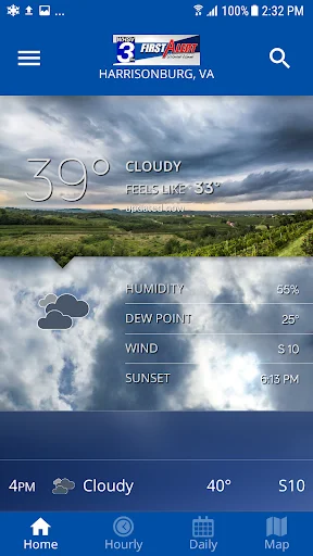 WHSV-TV3 Weather डाउनलोड करें – सटीक स्थानीय मौसम पूर्वानुमान - Screenshot 1